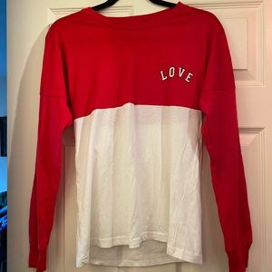 Red and white love sweatshirt